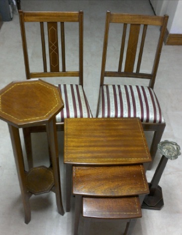 0036 : Some of the inlaid furniture pieces that Pat Twomey made for his own personal use.