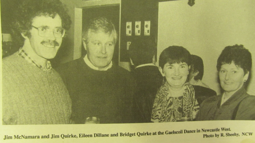 0167 : Jim McNamara, Jim Quirke, Aileen Dillane and Bridget Quirke at the Gaelscoil Dance in Newcastle West.